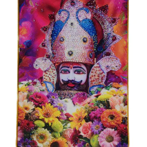 Khattu Shyam Baba crystal stone Painting Embedded with Golden Frame | Size 12 inch x 18 inch