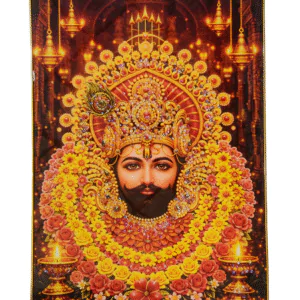 Khattu Shyam Baba crystal stone Painting Embedded with Golden Frame | Size 12 inch x 18 inch