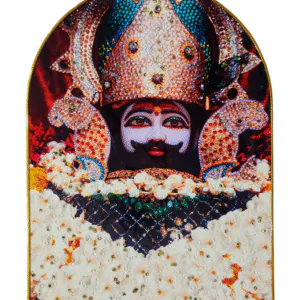 Khattu Shyam Baba crystal stone Painting Embedded with Golden Frame | Size 12 inch x 18 inch