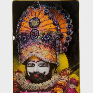 Khattu Shyam Baba crystal stone Painting Embedded with Golden Frame | Size 12 inch x 18 inch