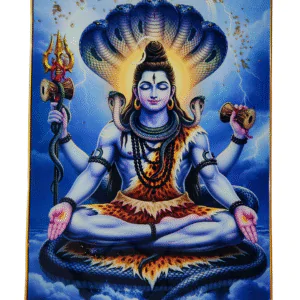 Premium Lord Shiva Mahadev Crystal Wall Painting with Epoxy Gloss Finish & Gold Slim Frame | Embossed HD Wall Art for Living Room, Bedroom & Pooja Room | 12 x 18 Inch