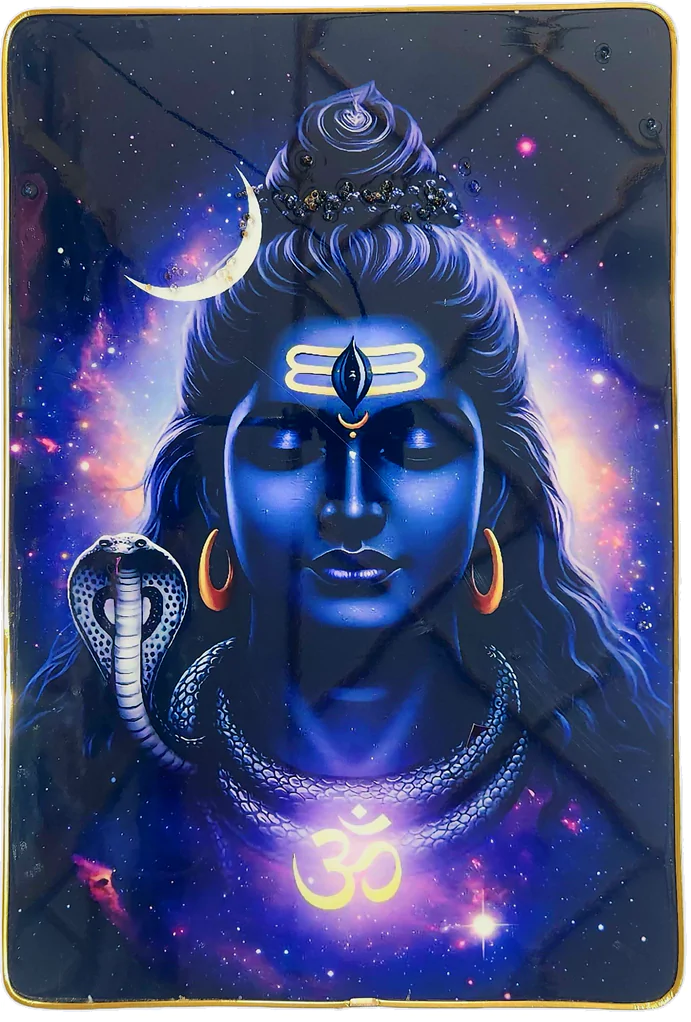 Premium Lord Shiva Mahadev Crystal Wall Painting with Epoxy Gloss Finish & Gold Slim Frame | Embossed HD Wall Art for Living Room, Bedroom & Pooja Room | 12 x 18 Inch - Image 4