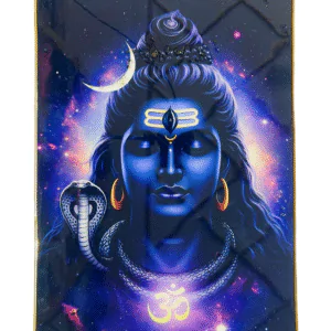 Premium Lord Shiva Mahadev Crystal Wall Painting with Epoxy Gloss Finish & Gold Slim Frame | Embossed HD Wall Art for Living Room, Bedroom & Pooja Room | 12 x 18 Inch
