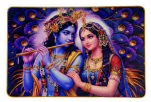 Premium Radha Krishna Crystal Wall Painting with Epoxy Gloss Finish & Gold Slim Frame | Embossed HD Wall Art for Living Room, Bedroom & Home Décor | 18 x 12 Inch