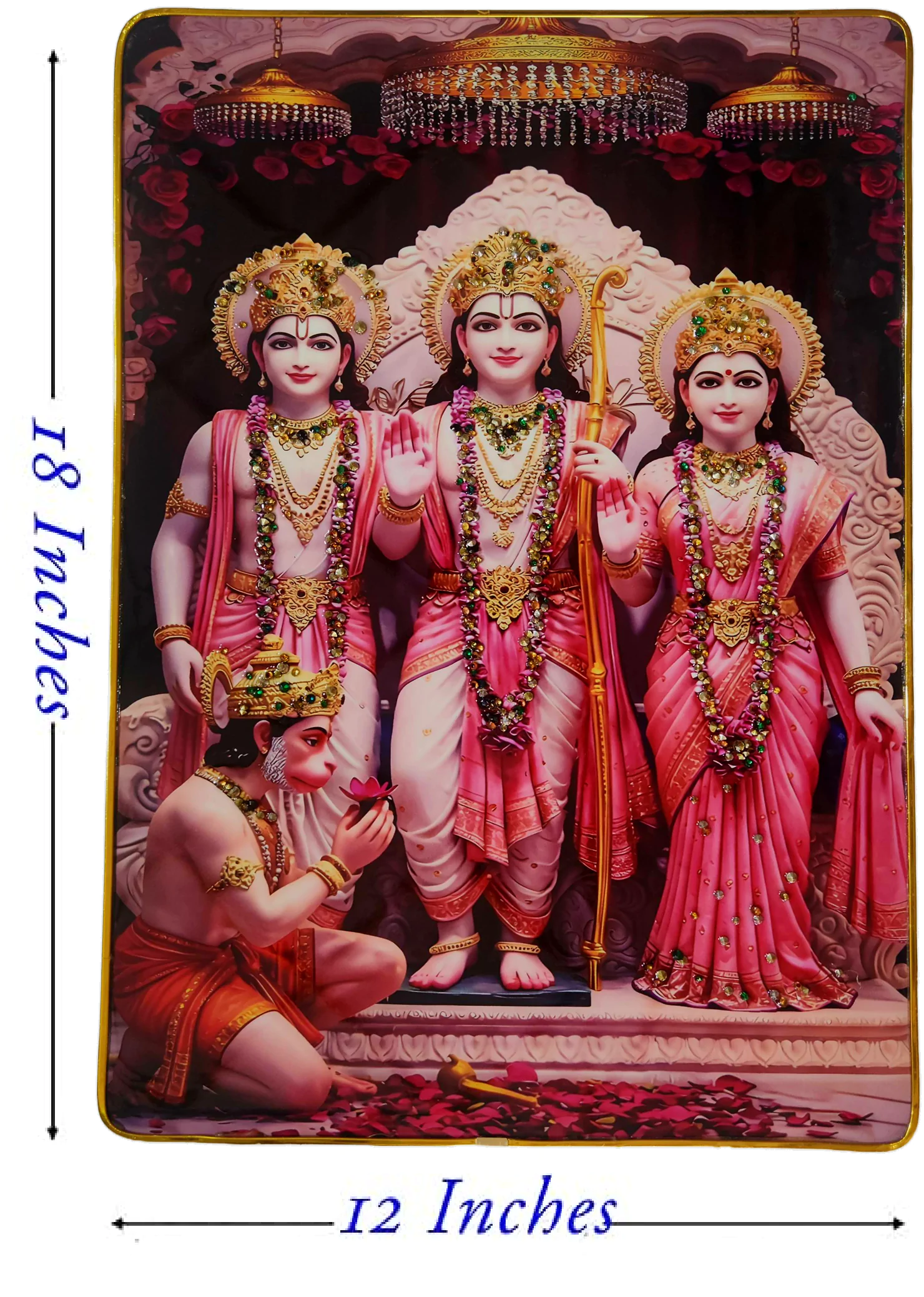 Premium Shri Ram Crystal Wall Painting with Epoxy Gloss Finish & Gold Slim Frame | Embossed HD Wall Art for Living Room, Bedroom & Pooja Room | 12 x 18 Inch - Image 7