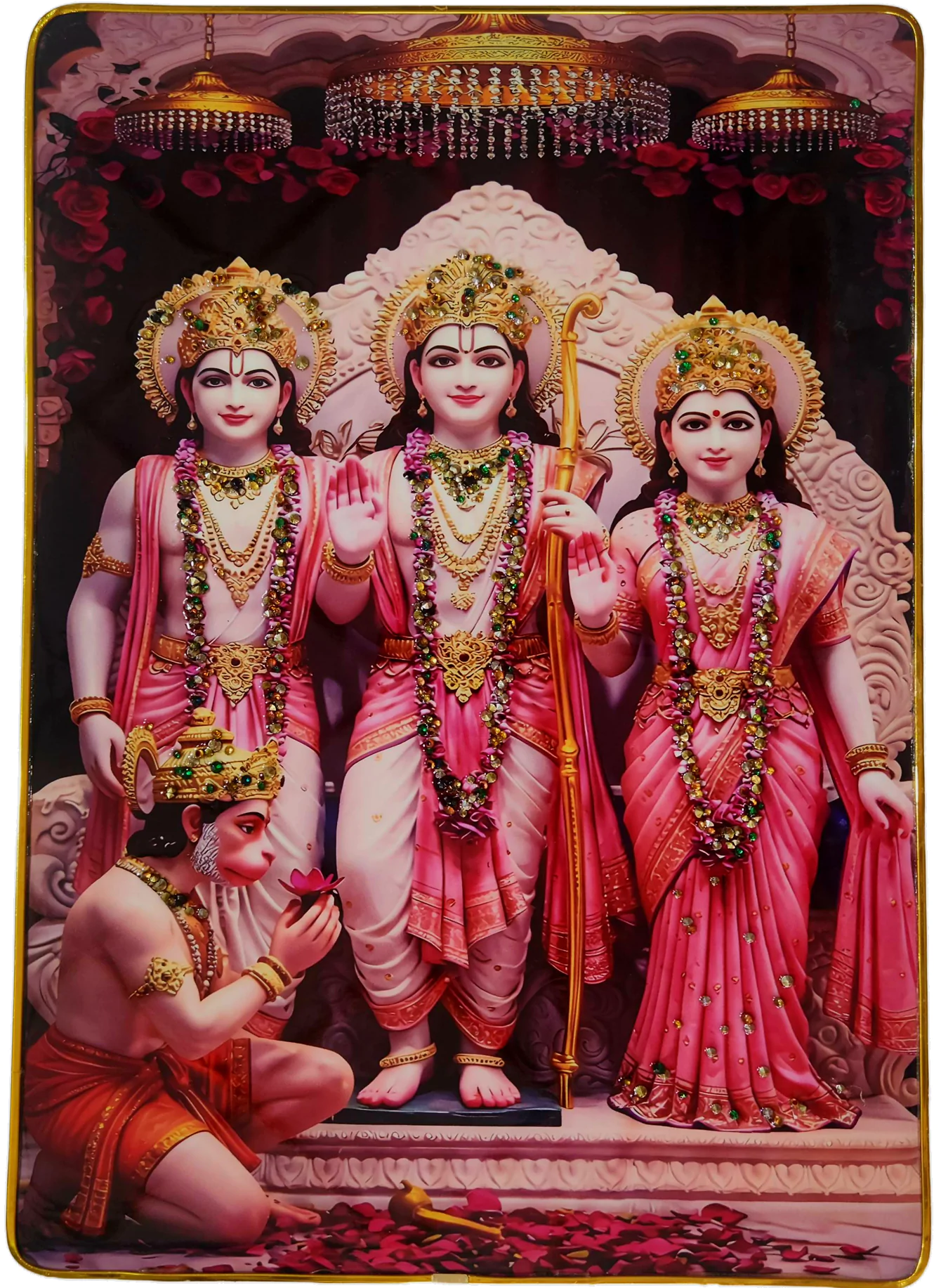 Premium Shri Ram Crystal Wall Painting with Epoxy Gloss Finish & Gold Slim Frame | Embossed HD Wall Art for Living Room, Bedroom & Pooja Room | 12 x 18 Inch - Image 4