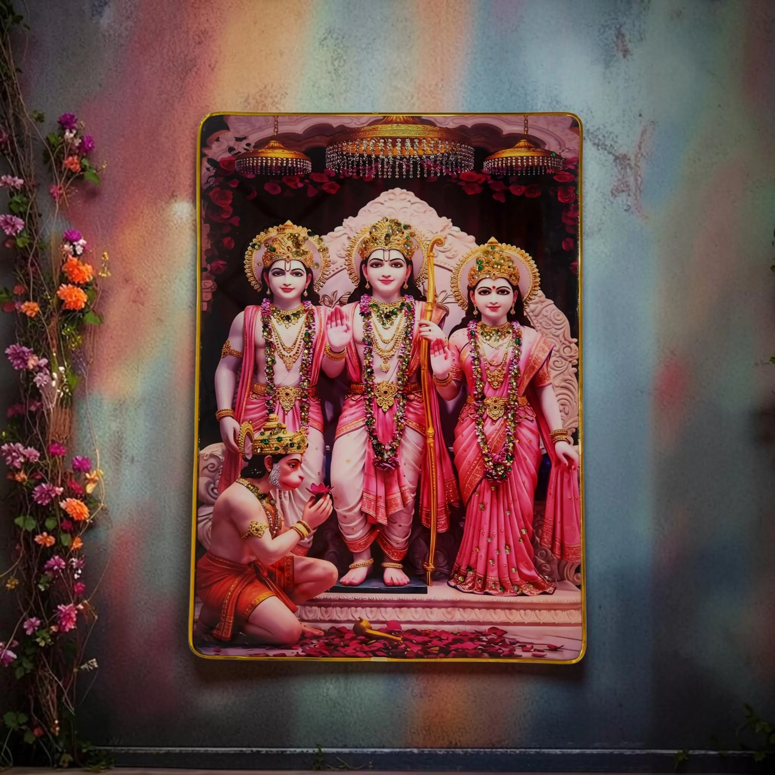 Premium Shri Ram Crystal Wall Painting with Epoxy Gloss Finish & Gold Slim Frame | Embossed HD Wall Art for Living Room, Bedroom & Pooja Room | 12 x 18 Inch - Image 6