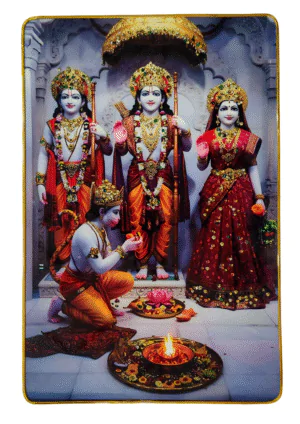 Premium Shri Ram Crystal Wall Painting with Epoxy Gloss Finish & Gold Slim Frame | Embossed HD Wall Art for Living Room, Bedroom & Pooja Room | 12 x 18 Inch