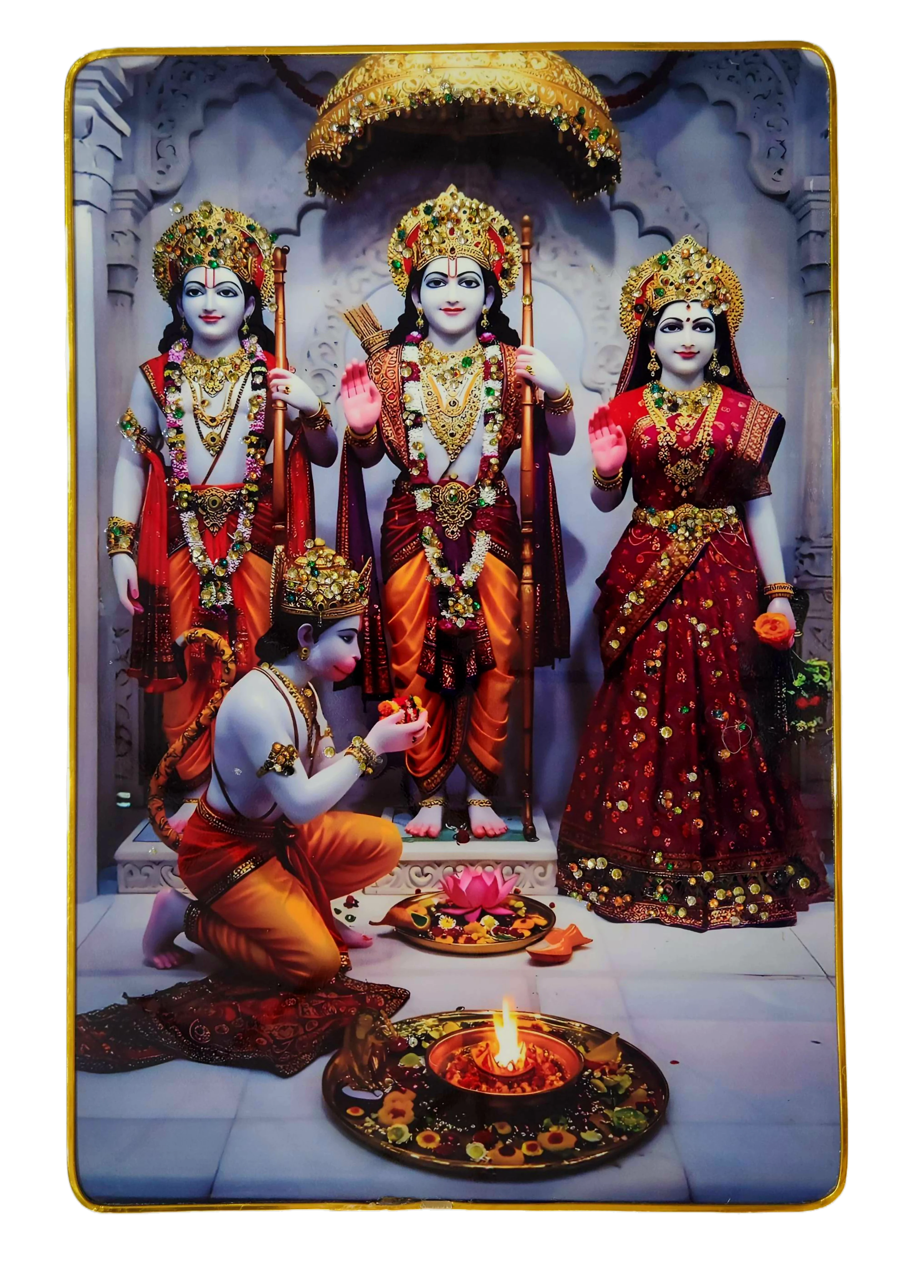 Premium Shri Ram Crystal Wall Painting with Epoxy Gloss Finish & Gold Slim Frame | Embossed HD Wall Art for Living Room, Bedroom & Pooja Room | 12 x 18 Inch