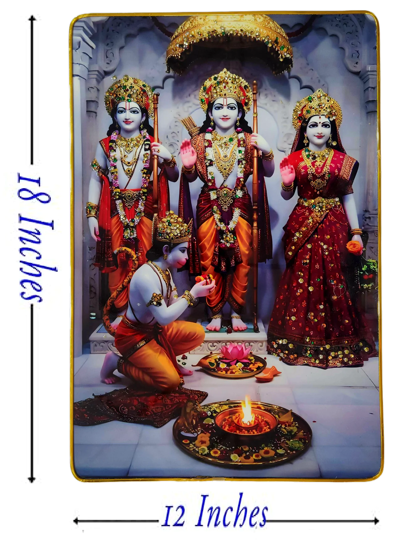 Premium Shri Ram Crystal Wall Painting with Epoxy Gloss Finish & Gold Slim Frame | Embossed HD Wall Art for Living Room, Bedroom & Pooja Room | 12 x 18 Inch - Image 6