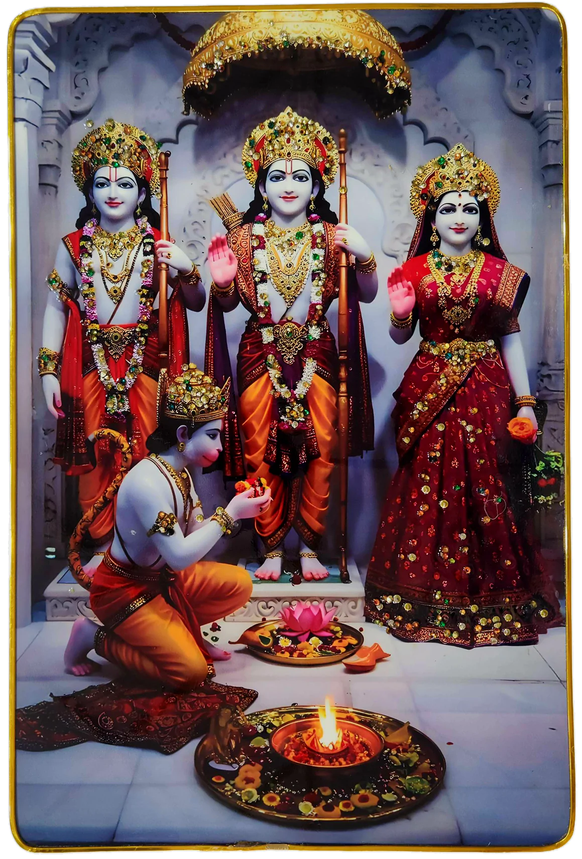 Premium Shri Ram Crystal Wall Painting with Epoxy Gloss Finish & Gold Slim Frame | Embossed HD Wall Art for Living Room, Bedroom & Pooja Room | 12 x 18 Inch - Image 3