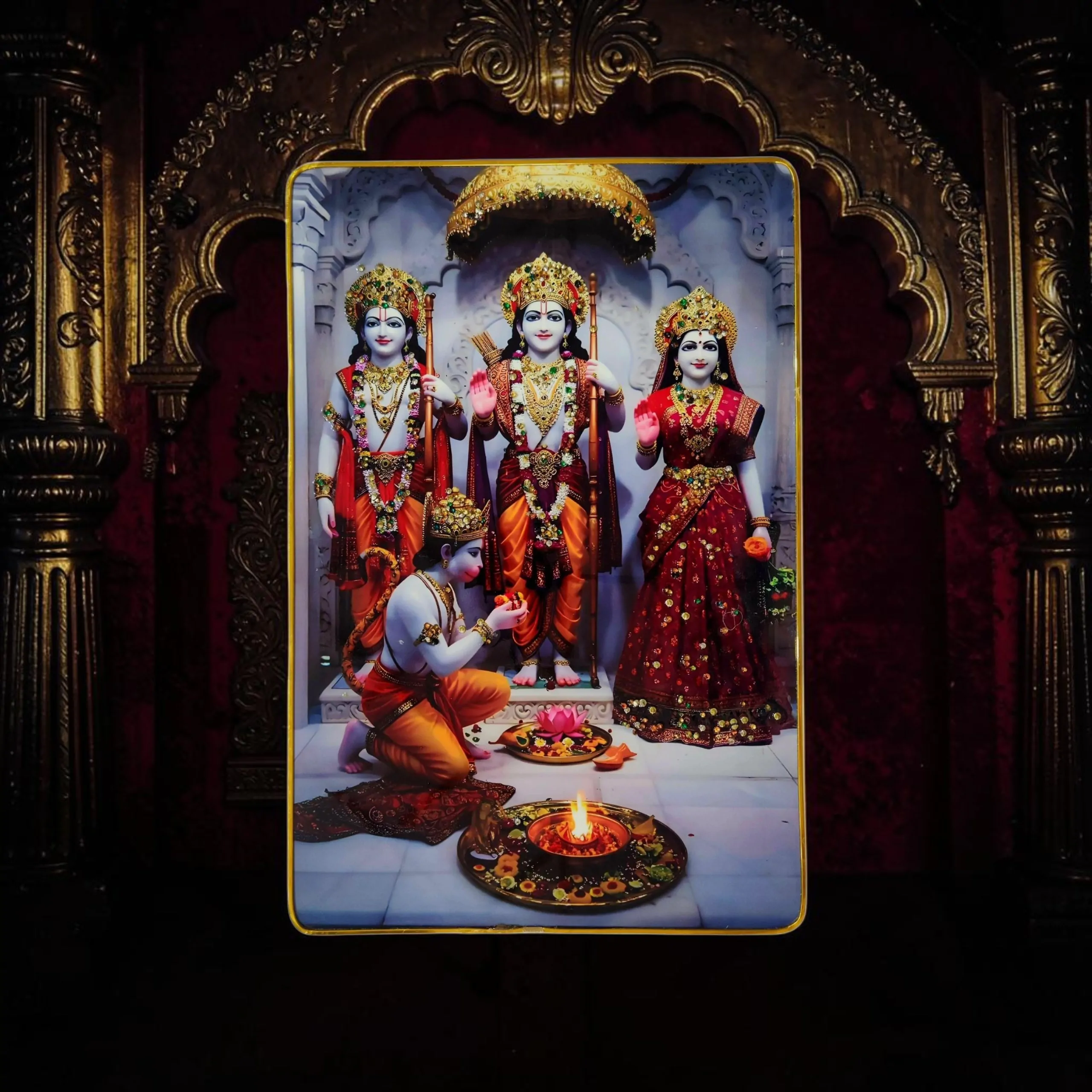 Premium Shri Ram Crystal Wall Painting with Epoxy Gloss Finish & Gold Slim Frame | Embossed HD Wall Art for Living Room, Bedroom & Pooja Room | 12 x 18 Inch - Image 4