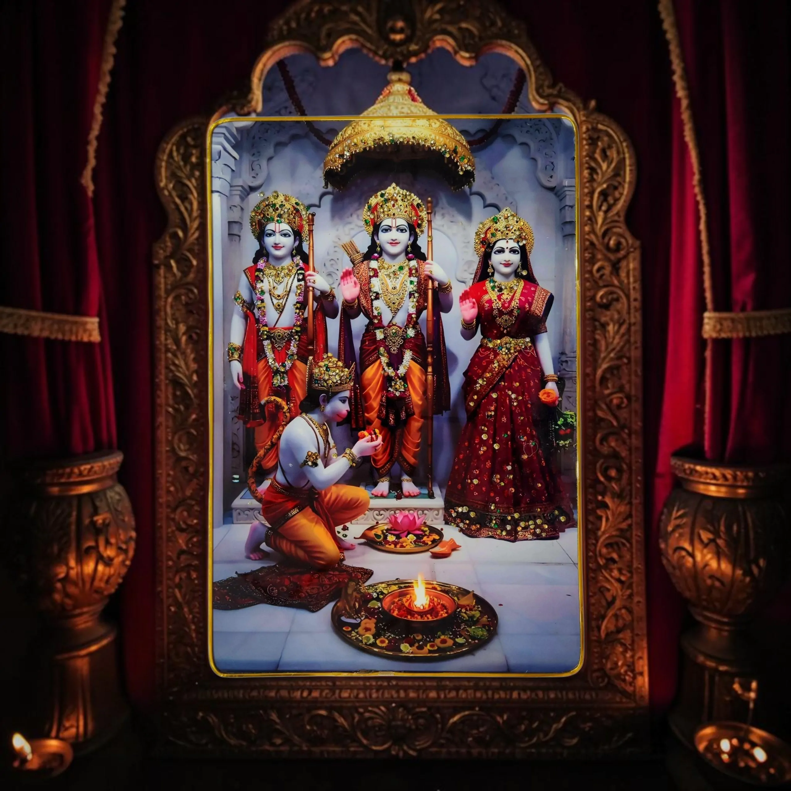 Premium Shri Ram Crystal Wall Painting with Epoxy Gloss Finish & Gold Slim Frame | Embossed HD Wall Art for Living Room, Bedroom & Pooja Room | 12 x 18 Inch - Image 5