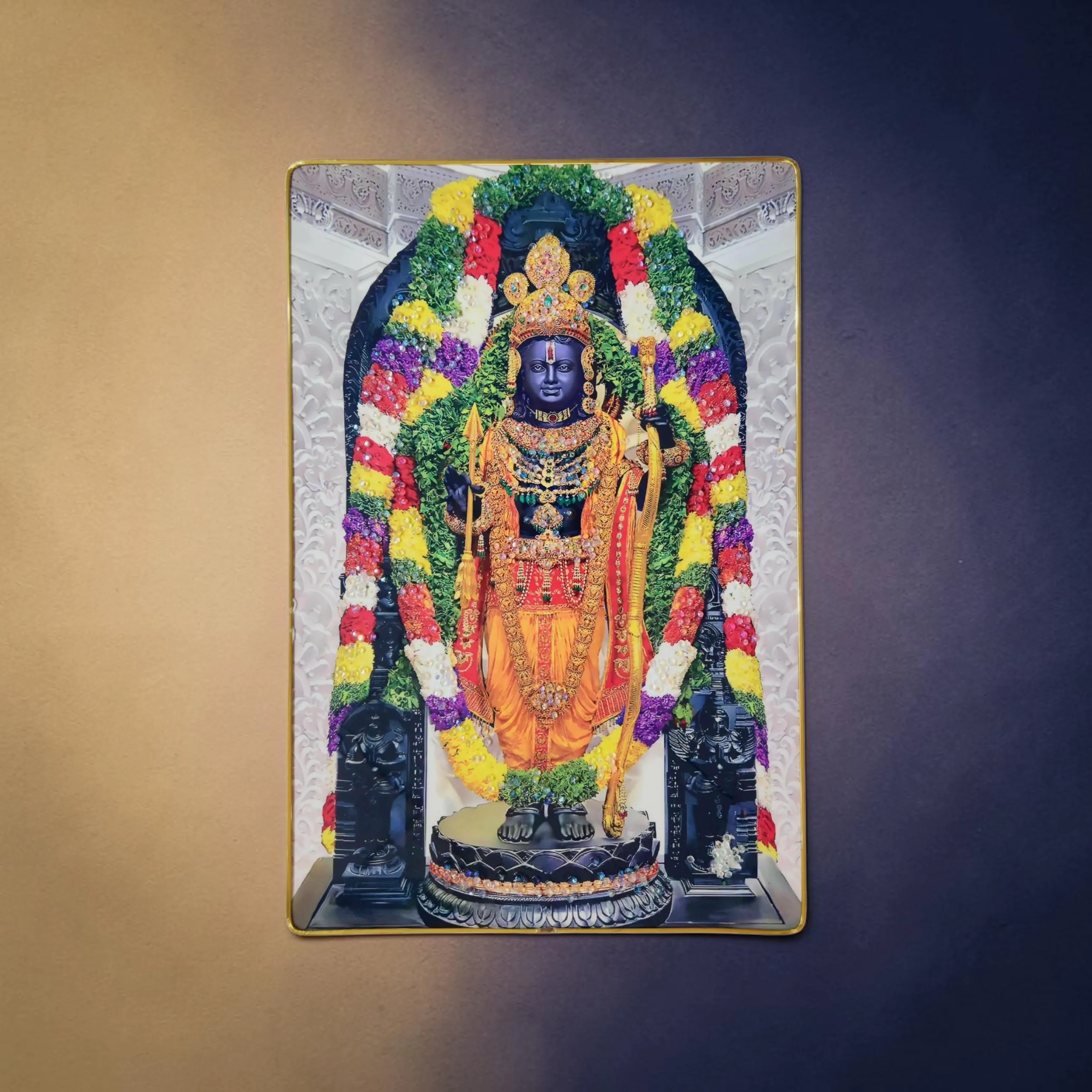 Premium Shri Ram Crystal Wall Painting with Epoxy Gloss Finish & Gold Slim Frame | Embossed HD Wall Art for Living Room, Bedroom & Pooja Room | 12 x 18 Inch - Image 5