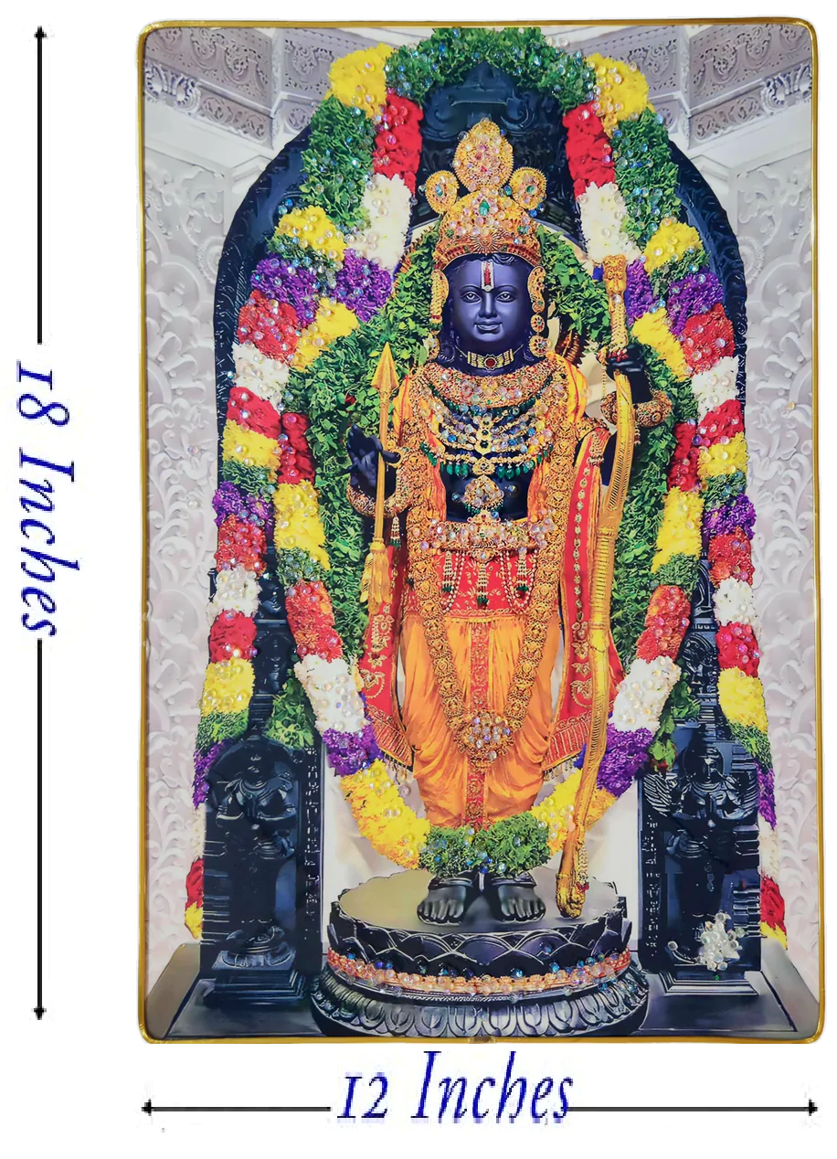 Premium Shri Ram Crystal Wall Painting with Epoxy Gloss Finish & Gold Slim Frame | Embossed HD Wall Art for Living Room, Bedroom & Pooja Room | 12 x 18 Inch - Image 9