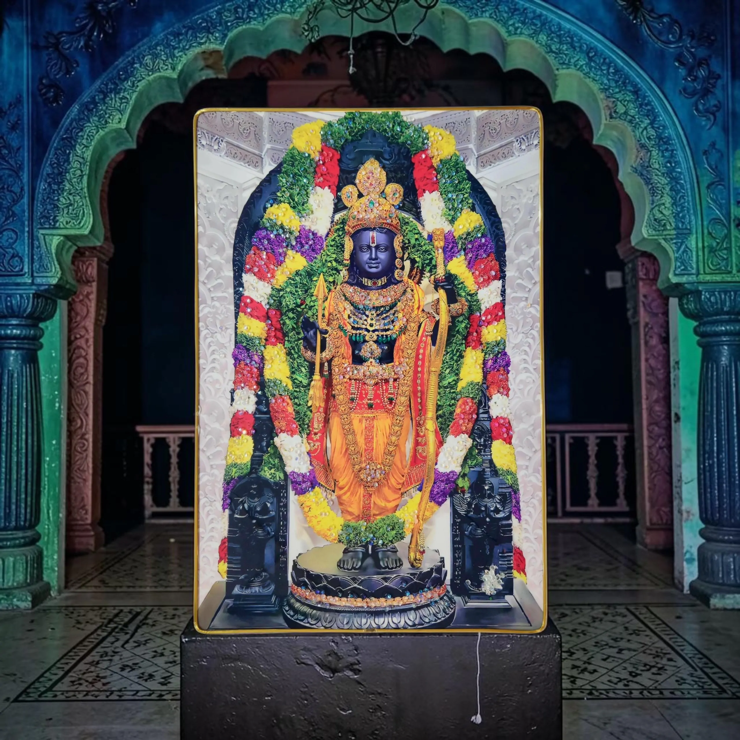 Premium Shri Ram Crystal Wall Painting with Epoxy Gloss Finish & Gold Slim Frame | Embossed HD Wall Art for Living Room, Bedroom & Pooja Room | 12 x 18 Inch - Image 4