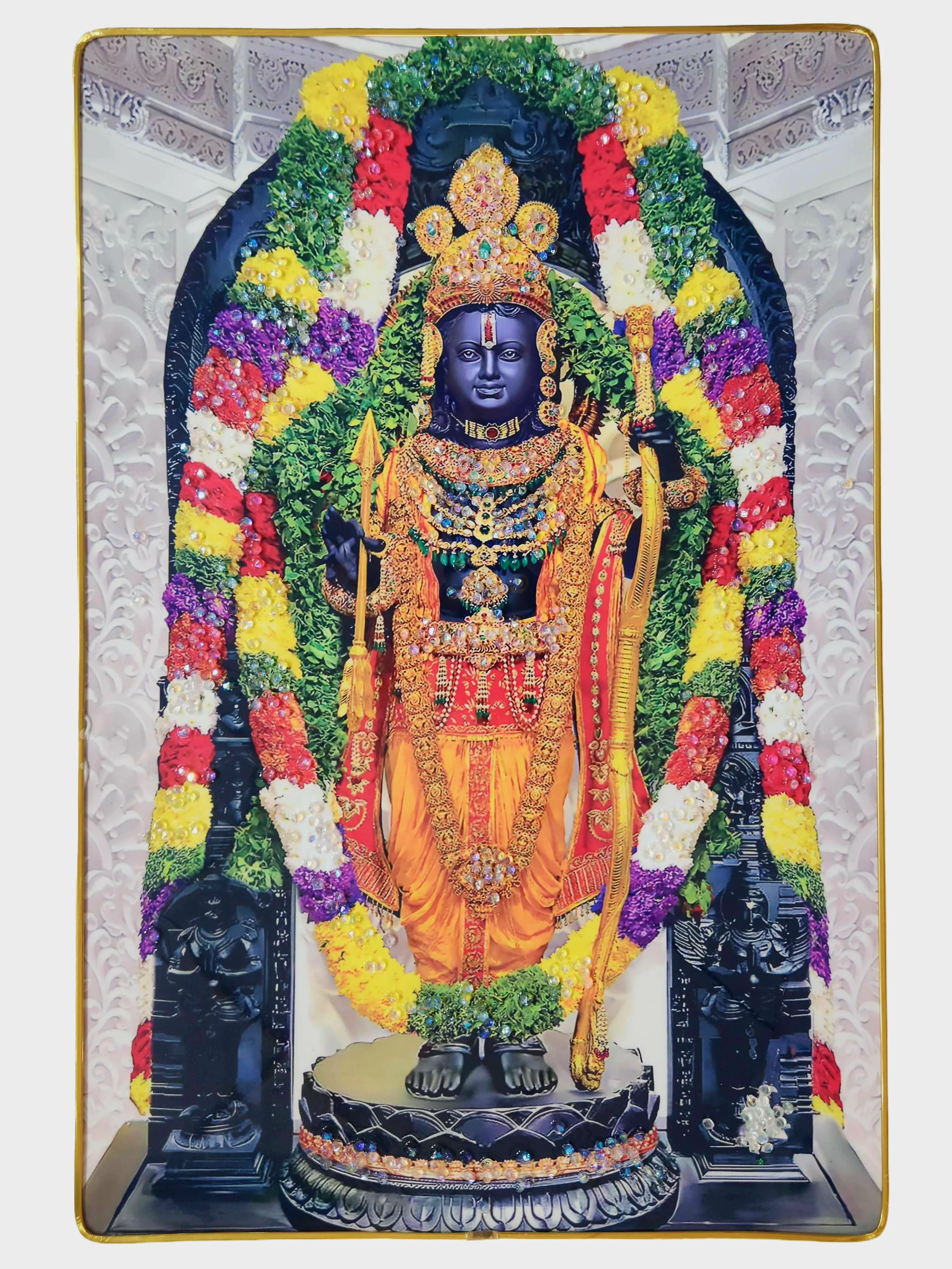 Premium Shri Ram Crystal Wall Painting with Epoxy Gloss Finish & Gold Slim Frame | Embossed HD Wall Art for Living Room, Bedroom & Pooja Room | 12 x 18 Inch - Image 6