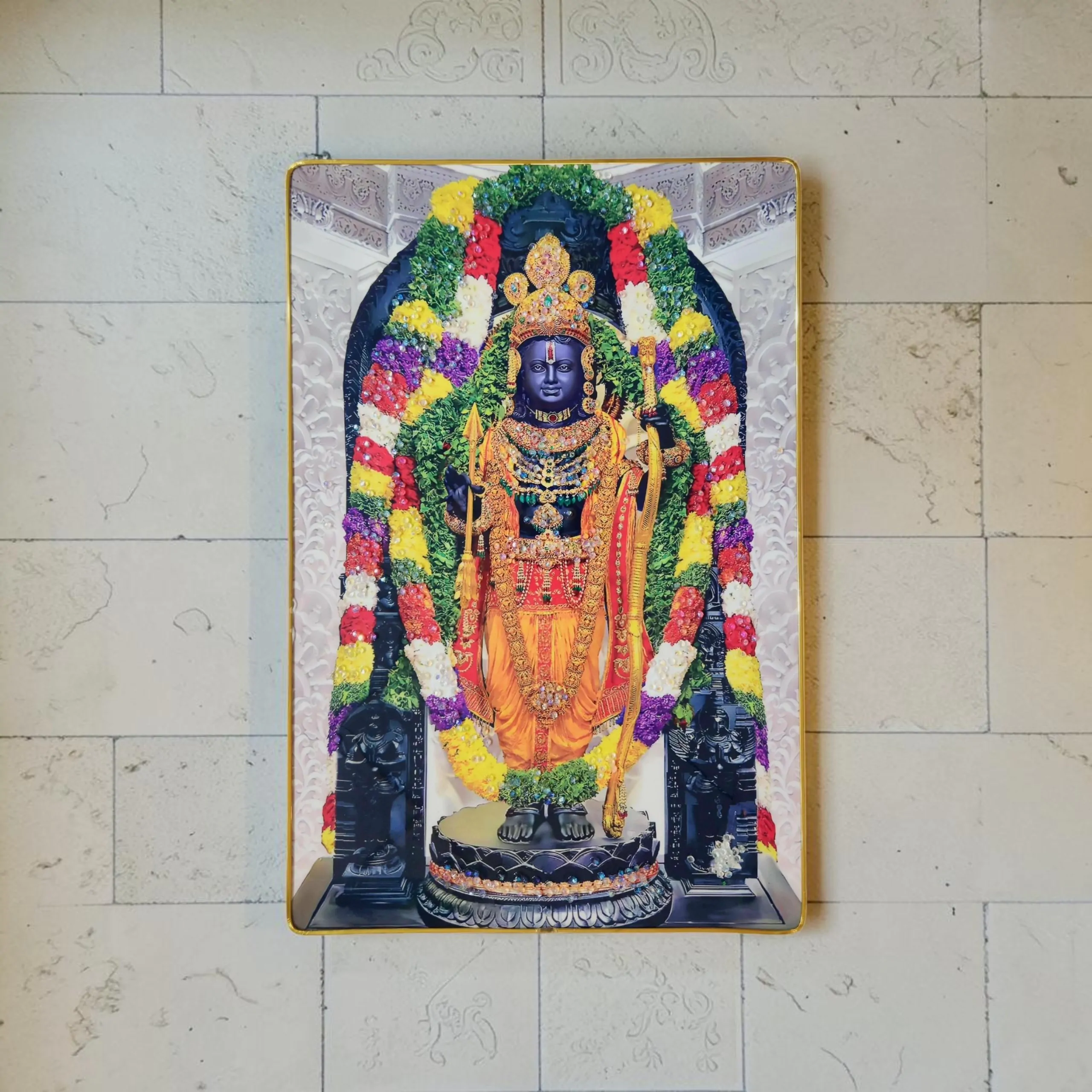 Premium Shri Ram Crystal Wall Painting with Epoxy Gloss Finish & Gold Slim Frame | Embossed HD Wall Art for Living Room, Bedroom & Pooja Room | 12 x 18 Inch - Image 8