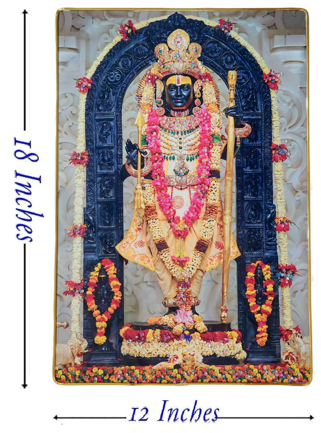 Premium Shri Ram Crystal Wall Painting with Epoxy Gloss Finish & Gold Slim Frame | Embossed HD Wall Art for Living Room, Bedroom & Pooja Room | 12 x 18 Inch - Image 9