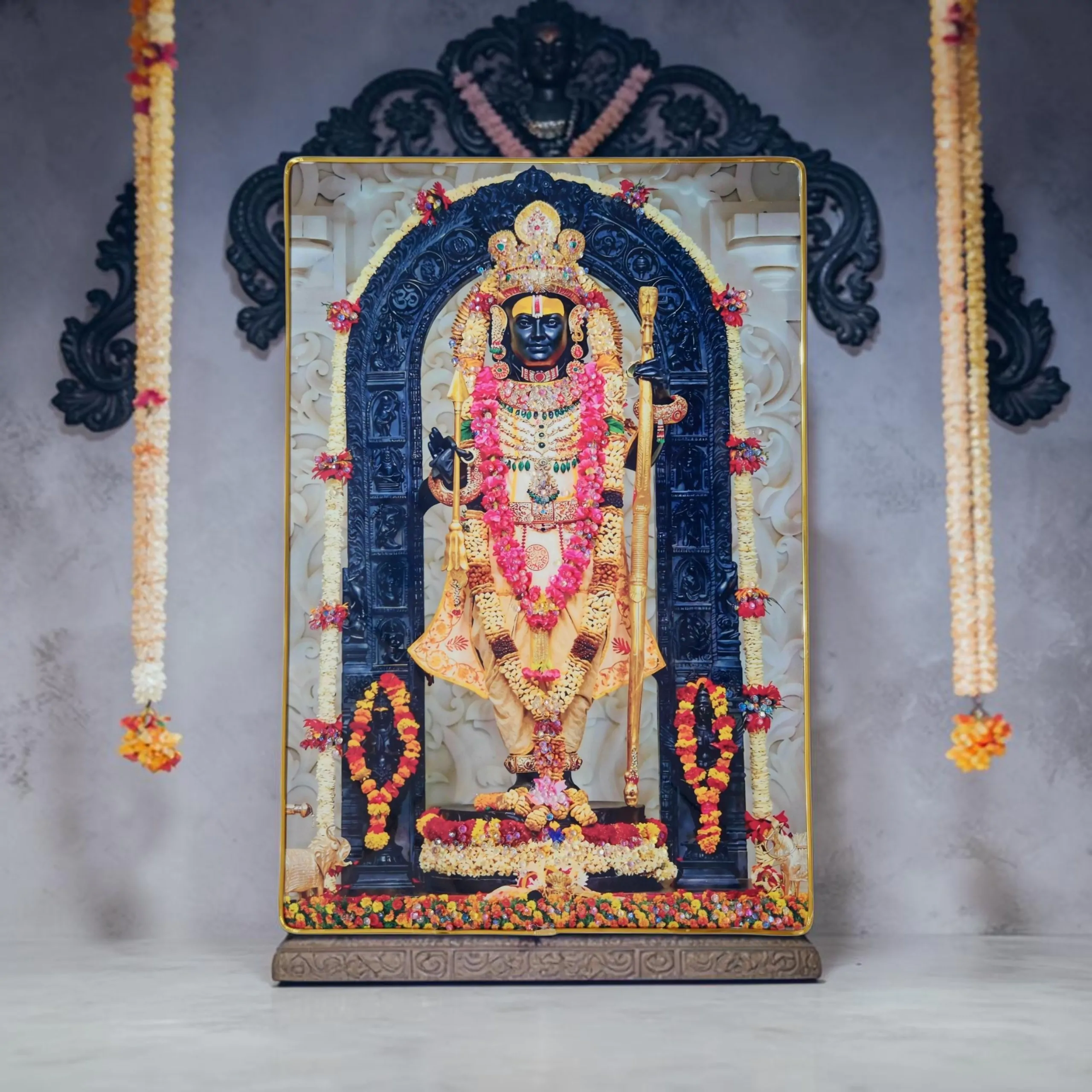 Premium Shri Ram Crystal Wall Painting with Epoxy Gloss Finish & Gold Slim Frame | Embossed HD Wall Art for Living Room, Bedroom & Pooja Room | 12 x 18 Inch - Image 5